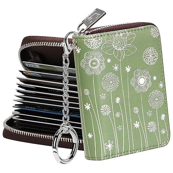 Credit Card Wallet, Zipper Card Cases Holder for Men Women, Dandelion